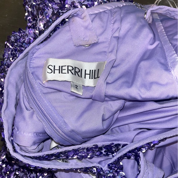 Sherri Hill 54330 Purple Sequin Asymmetrical Prom Hoco Formal Dress 2 - Picture 7 of 10